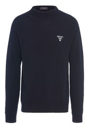 Prada logo-embroidered knit jumper - Blue