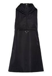 Prada triangle logo hooded minidress - F0002 BLACK