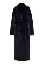 Prada belted-waist shearling coat - Black