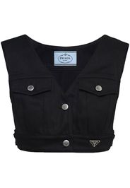 Prada triangle-logo cropped vest - Black