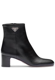 Prada triangle logo-plaque ankle boots - Black