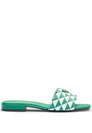 Prada enamel-logo slip-on sandals - Green