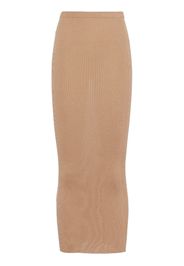 Prada high-rise ribbed silk skirt - Neutrals