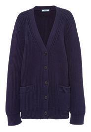 Prada chunky-knit V-neck cardigan - Blue