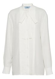 Prada pleated logo-jacquard shirt - White