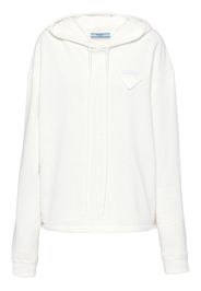 Prada triangle-logo cotton hoodie - White