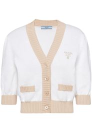 Prada cropped two-tone cotton cardigan - White