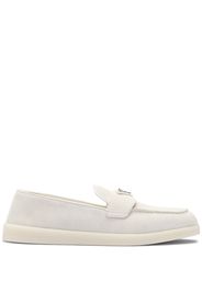 Prada triangle-logo suede loafers - White