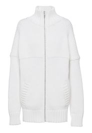 Prada zip-up cotton cardigan - White