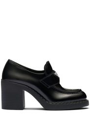 Prada triangle-logo brushed leather loafers - Black