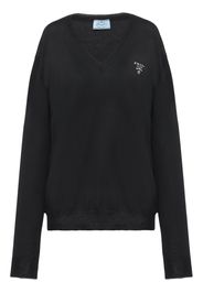 Prada V-neck intarsia-knit jumper - Black