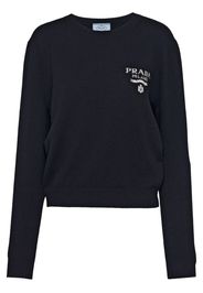 Prada intarsia-knit cashmere-silk jumper - Blue