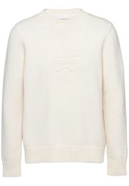 Prada logo-embroidered wool-cashmere jumper - White