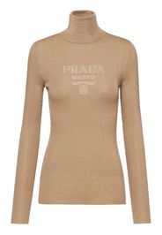 Prada logo-intarsia wool rollneck jumper - Brown