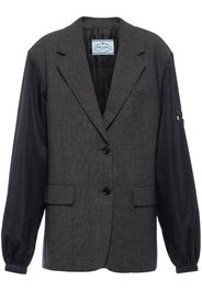 Prada logo-plaque buttoned single-breasted blazer - Grey