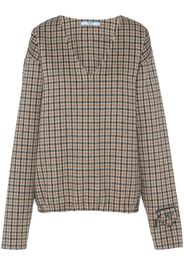 Prada check-pattern wool-blend jumper - Neutrals
