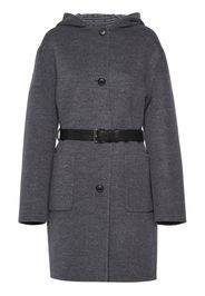 Prada belted hooded wool coat - Grey