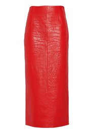 Prada crocodile-effect leather midi skirt - Red