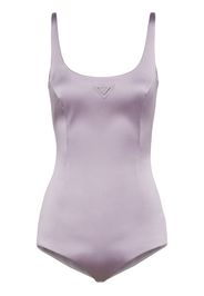 Prada triangle-logo satin bodysuit - Purple