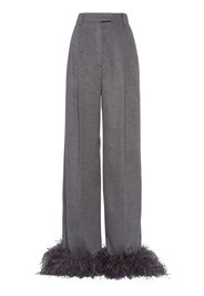 Prada feather-trimmed cashmere trousers - Grey
