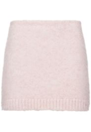 Prada triangle-logo wool skirt - Pink