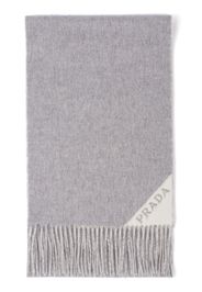 Prada logo-print cashmere scarf - Grey