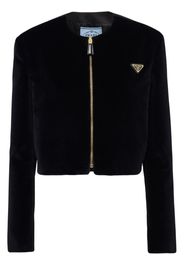 Prada triangle logo velvet jacket - Black