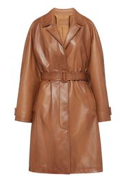 Prada belted leather trench coat - Brown