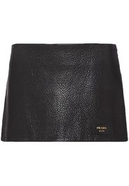 Prada logo-patch leather mini skirt - Black