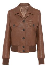 Prada crocodile-embossed leather jacket - Brown