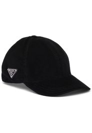 Prada triangle logo-plaque corduroy cap - Black