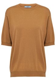 Prada triangle-logo cashmere knitted top - Brown