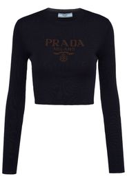 Prada logo-print cropped top - Blue