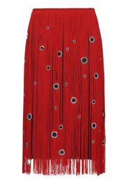 Prada eyelet-embellished fringe skirt - Red