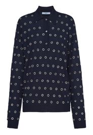 Prada eyelet-detailed knitted polo shirt - Blue