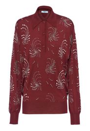 Prada crystal-embellished cashmere polo shirt - Red