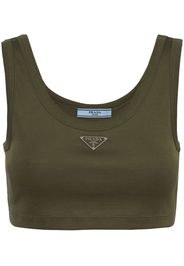 Prada logo-plaque cotton tank top - Green