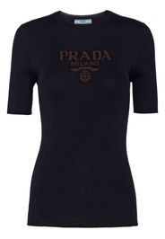 Prada logo-jacquard silk top - Blue