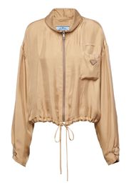 Prada triangle-logo silk jacket - Neutrals