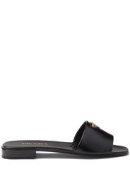 Prada triangle-logo leather slides - Black