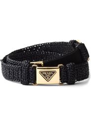 Prada triangle-logo crochet belt - Black