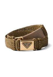 Prada triangle-logo crochet belt - Green