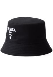 Prada logo-embroidered drill bucket hat - Black
