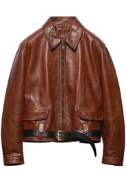 Prada belted leather jacket - Brown