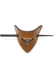 Prada leather hair clip - Brown
