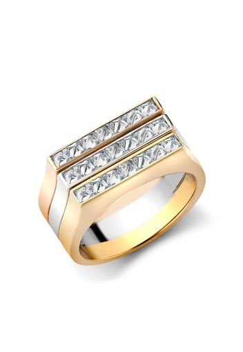 18kt gold diamond three row RockChic ring