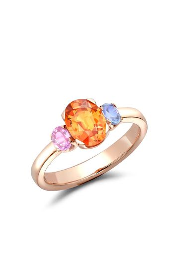 18kt rose gold Rainbow FancyThree-Stone sapphire ring