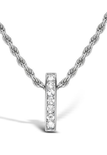 18kt white gold Rock chic diamond bar pendant necklace