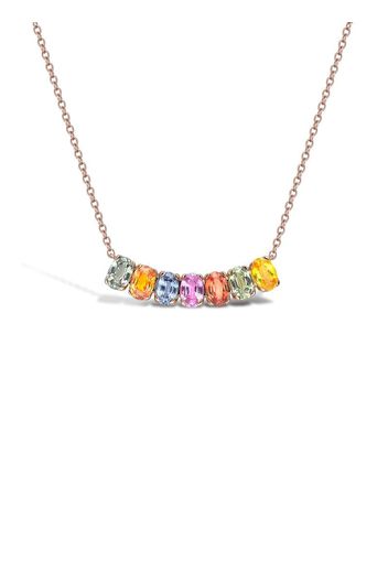 18kt rose gold Rainbow Fancy sapphire line pendant necklace