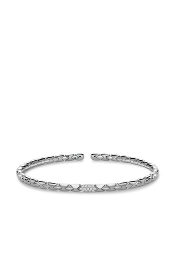 Pragnell 18kt white gold diamond Grooved textured bangle bracelet